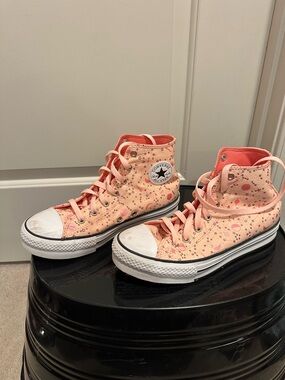 Converse High Top Sneakers - Peach Pink Floral Print